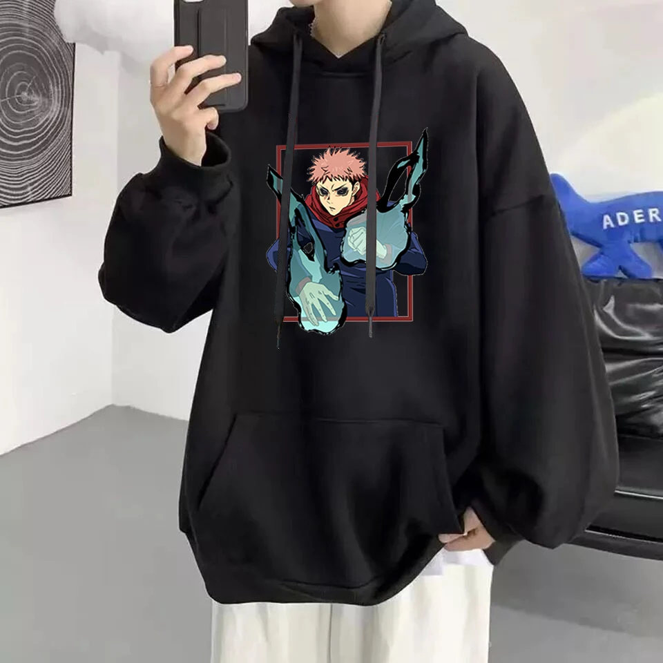 

Худи для мужчин и женщин juютсу Kaisen Itadori Yuji толстовка с капюшоном с принтом сабито графический пуловер свитшот Harajuku Спортивная Одежда Манга хип-хоп худи