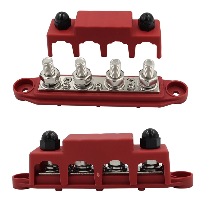 

DC 48V 250A 4 Terminal Studs Busbar Power Distribution Block BUSBAR Box Car Rv Cable Organizer Box