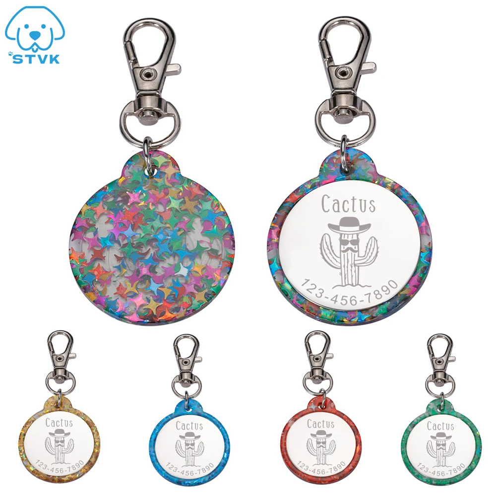 

Personalized Dog Cat Tags Customized Pets Acrylic ID Tag Colorful Collar Anti-lost Accessories Pets Name Tag Pet ID Collars Tags