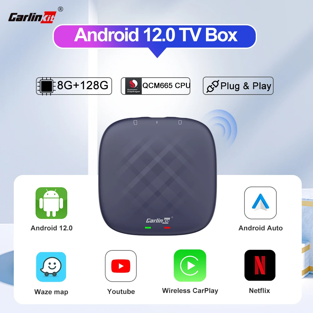 

6 + 128G CarlinKit 4 ТВ-приставка Android 11 IP TV Netflix Spotify Waze CarPlay Беспроводная Android Авто QCM6125 WiFi BT точка доступа 4G LTE GPS