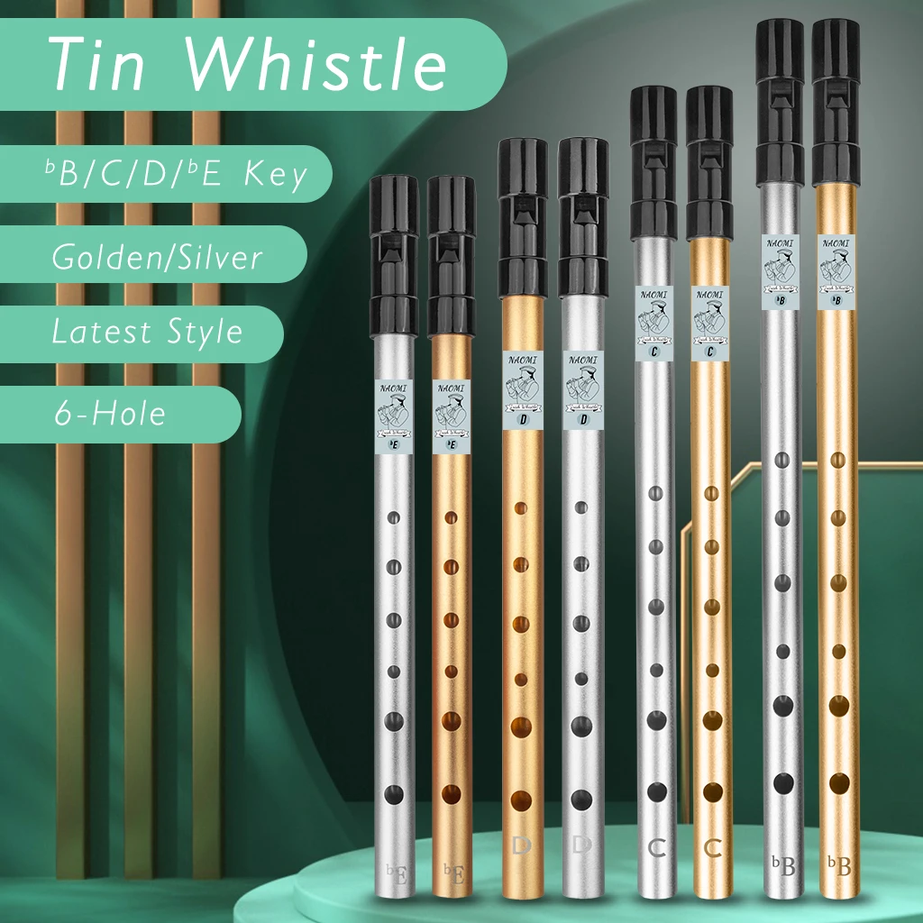 NAOMI Ireland Flute Tin Penny Whistle Professional Irish Whistle Flute Plated Irish Whistle Woodwind Instrument  C D bB bE Key enlarge