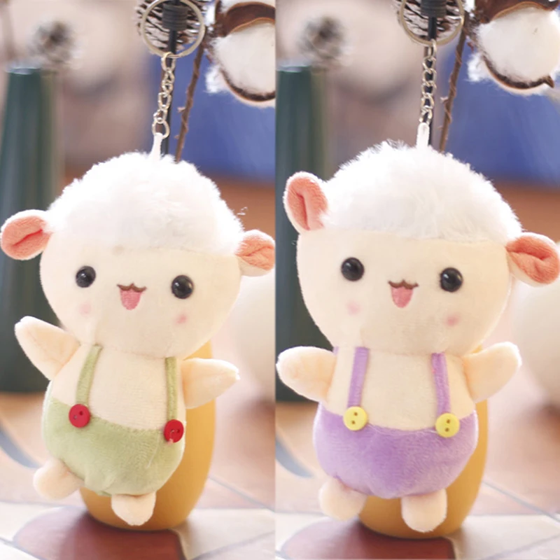 

12cm Cute Mini Strap Small Sheep Pendant Lamb Plush Toy Lamb Bag Pendant Keychain Gift Female