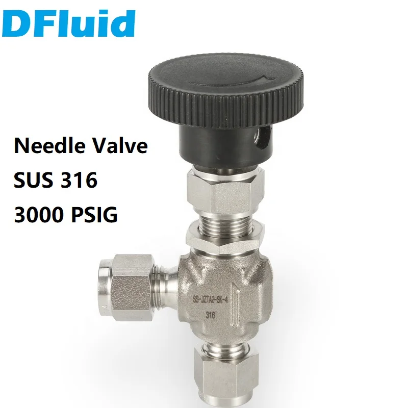 

SUS316 NEEDLE VALVE 3000psig High Pressure Angle N2/Ar/He/H2/O2/CDA 1/4 3/8 1/2 in Tube Fitting Stainless Steel replace Swagelok