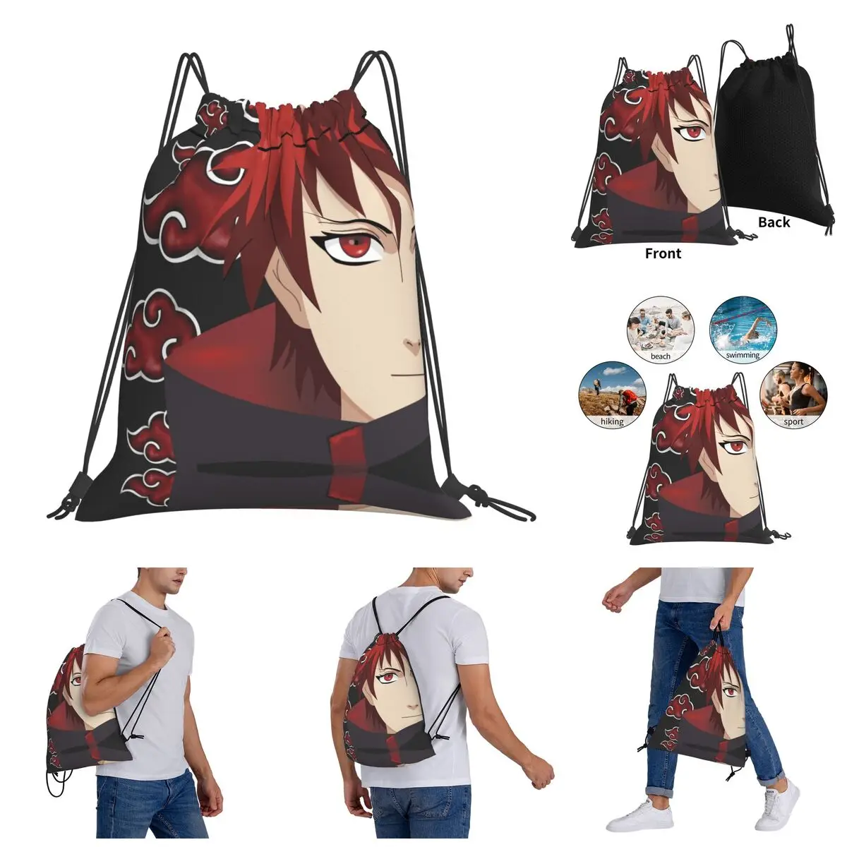 

Japan Anime Akatsukier Drawstring Bags Gym Bag Graphic Vintage Backpack Humor Graphic Field pack