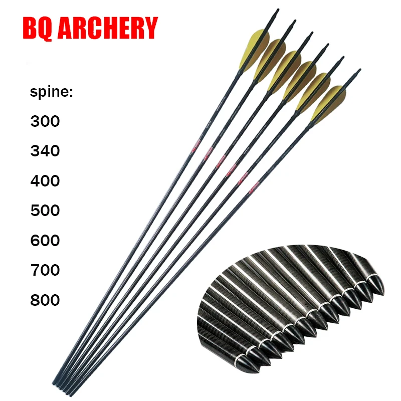 

Стрелы Linkboy из чистого карбона для стрельбы из лука, 12 шт., стрелы для стрельбы из лука, диаметром 30/32 дюйма, 75 г, стрелы для лука, 4 дюйма, перо индейки для охоты