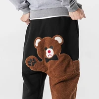 mrgb 2022 fashion mens bear embroidery cotton harem pants casual oversize men jogger trousers man cargo sweatpants