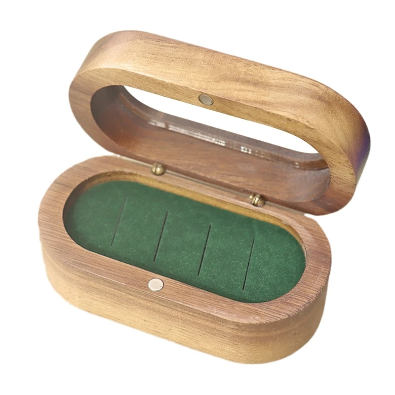 Нежная деревянная подставка для колец с прозрачным окошком Держатель