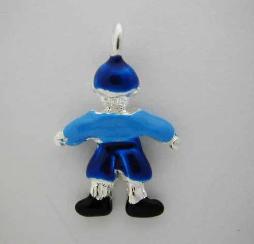 

Silver Enamel Blue Baseball Kid BOY CHARM