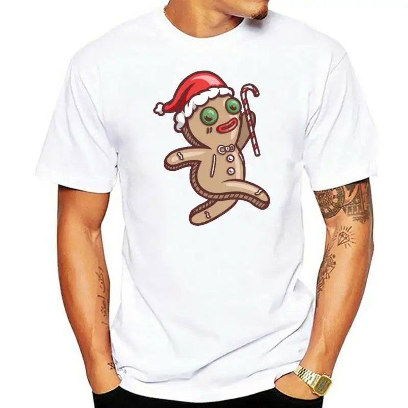 

Футболка мужская с принтом пряника и Санта-Клауса