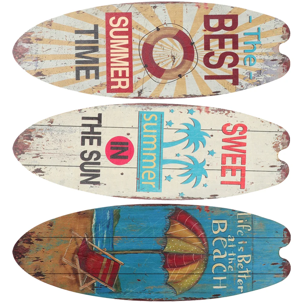 

Wall Surfboard Decor Sign Hanging Surf Summer Beach Plaque Decoration Wooden Boards Signs Decorating Board Welcome Decorations