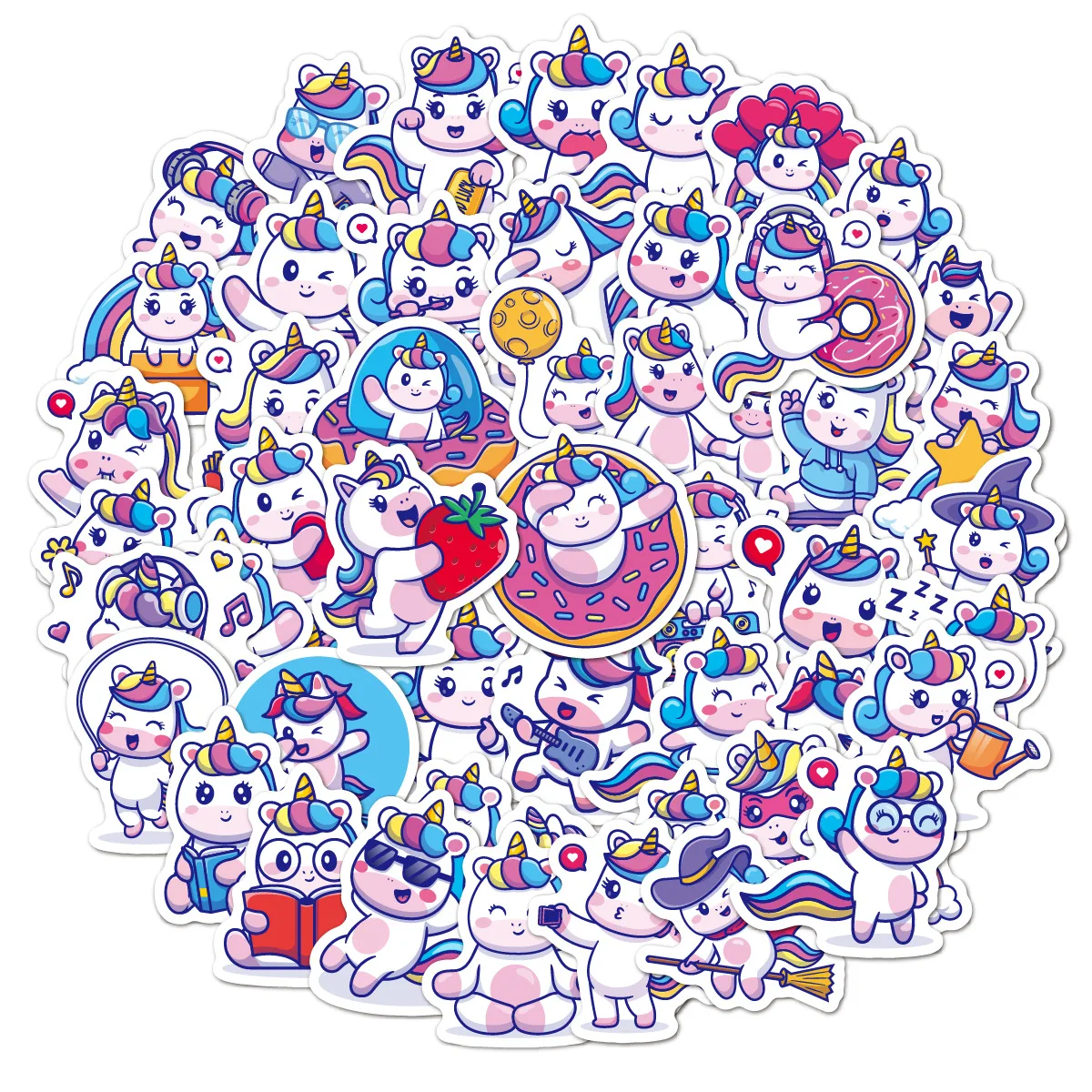 

10/30/50Pcs Cartoon Cute Unicorn Stickers Decal for Guitar Diary Phone Laptop DIY Animal Kawaii Girl Sticker Graffiti Kids Toys