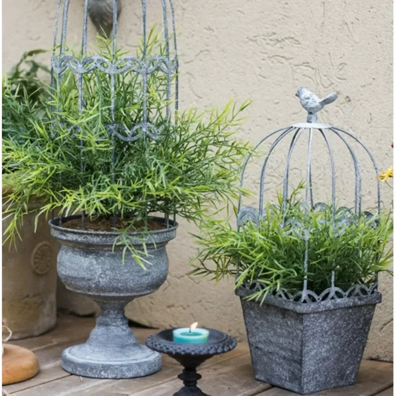 Винтажная птичья клетка горшок для растений двора подъема лозы цветов железная