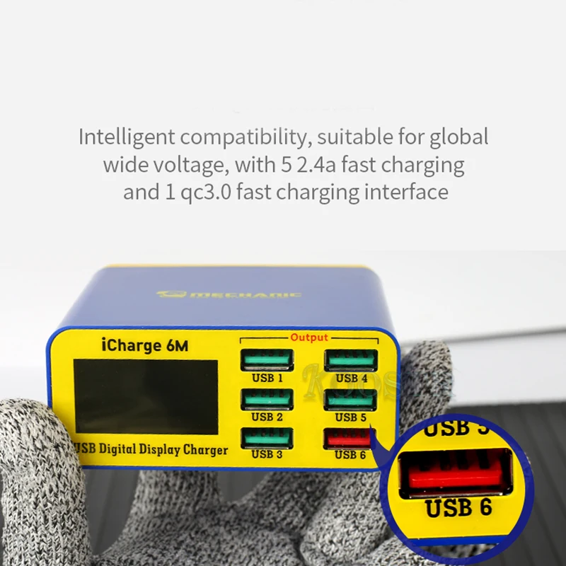Зарядное устройство MECHANIC icharge 6 м QC 3 0 USB несколько портов мобильный телефон