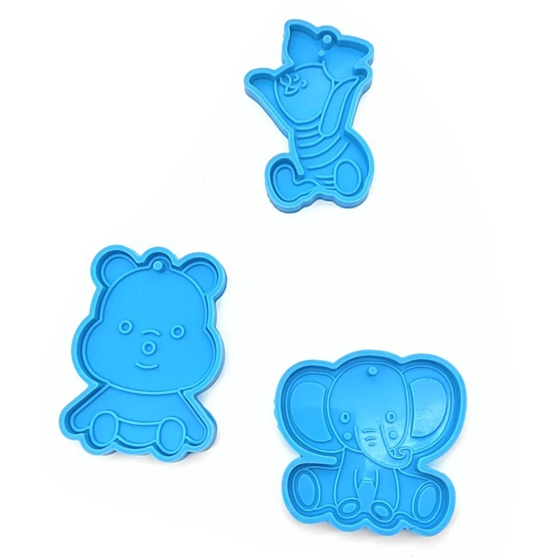 

Blue Shiny Elephant Pig Bear Keychain Silicone Mold for Valentine Gift Craft