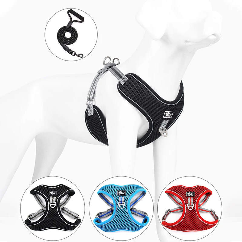 

Breathable Cat Harness And Leash Escape Proof Pet Clothes Adjustable Reflective pet Harness for small medium and large pets dog