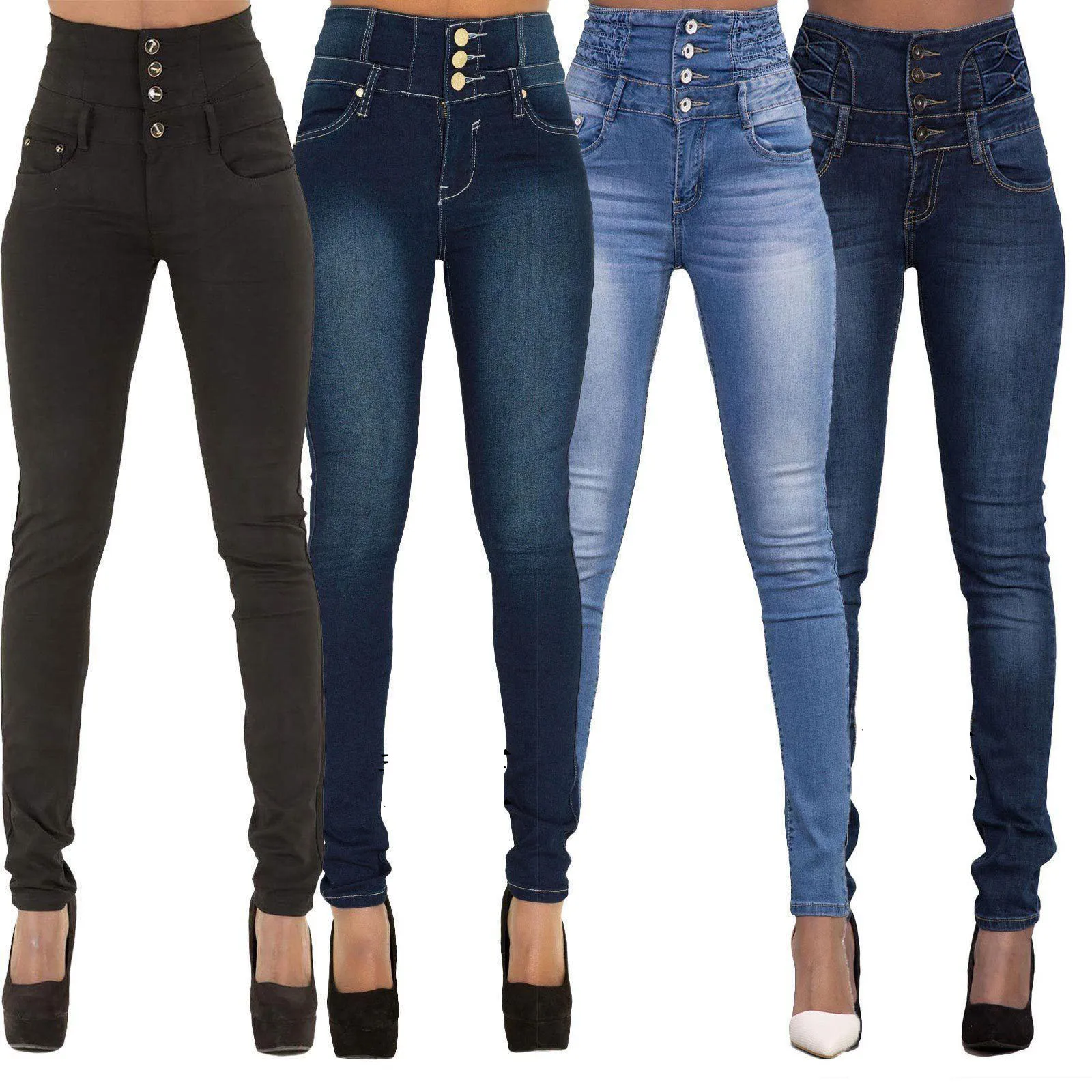 Hot Selling Women's Mew High Waist Slim Fit Stretch Pus Size Skinny Jeans for Women