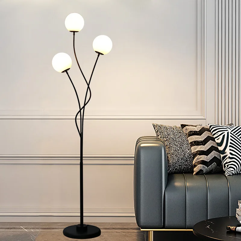 

Напольная Лампа в скандинавском стиле, креативная лампа с 3 головками из стекла для гостиной, лампа для окружающей среды, лампа для спальни, ...