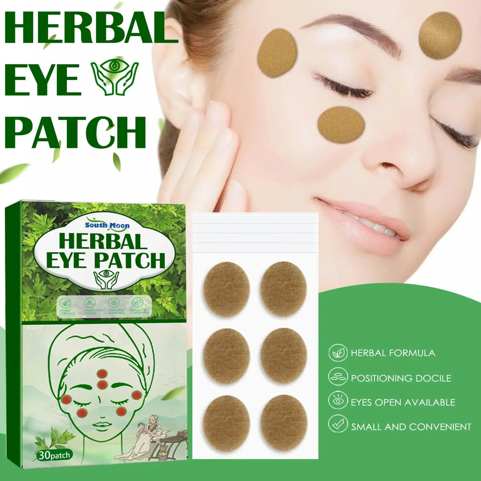 

30Pc Herbal Eyesight Patch Relieve Eye Dry Fatigue Care Sticker Good Vision Myopic Amblyopia Eye Acupuncture Points Massage