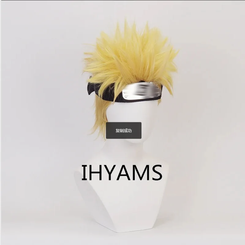 Узумаки Косплей Парики 30 см Короткие золотисто-желтые термостойкие парики из