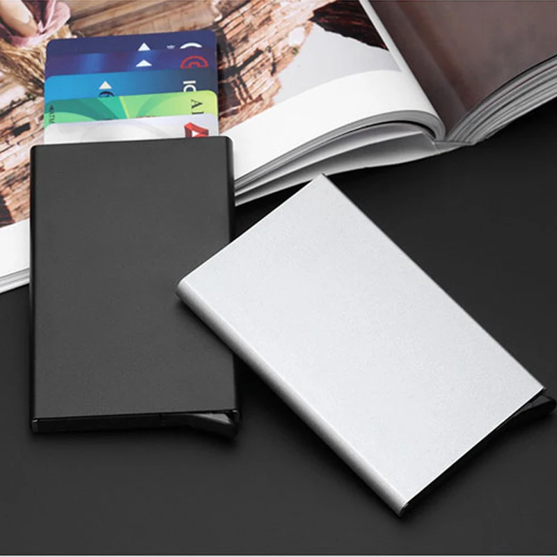 YUECIMIE Anti-theft ID Credit Card Holder Porte Carte Thin Aluminium Metal RFID Wallet Case Women Men Bank Credit Card Box images - 6