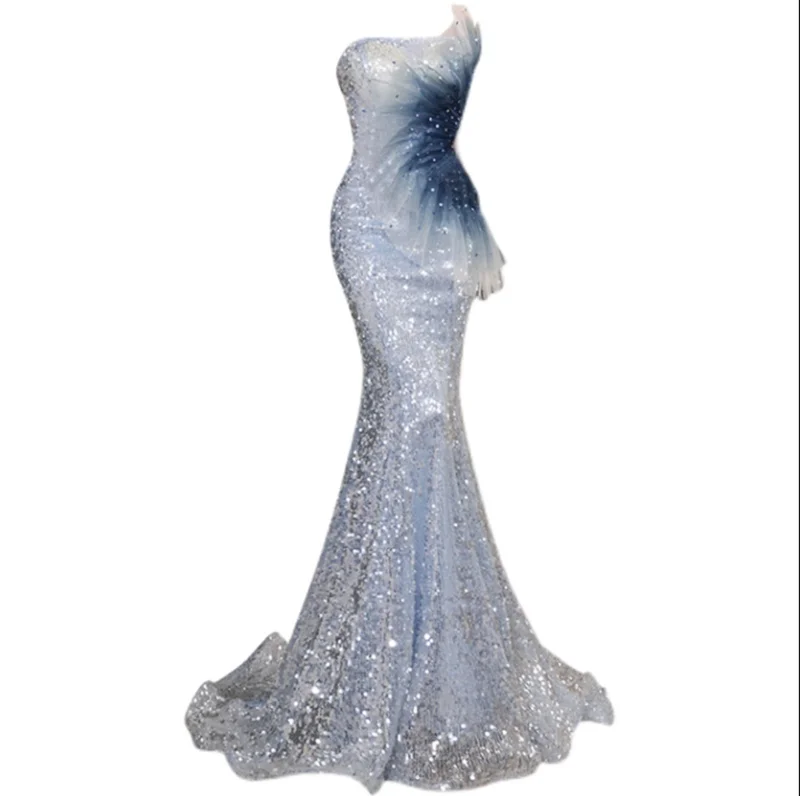 Индивидуальное женское платье-русалка свадебное платье с синими градиентными
