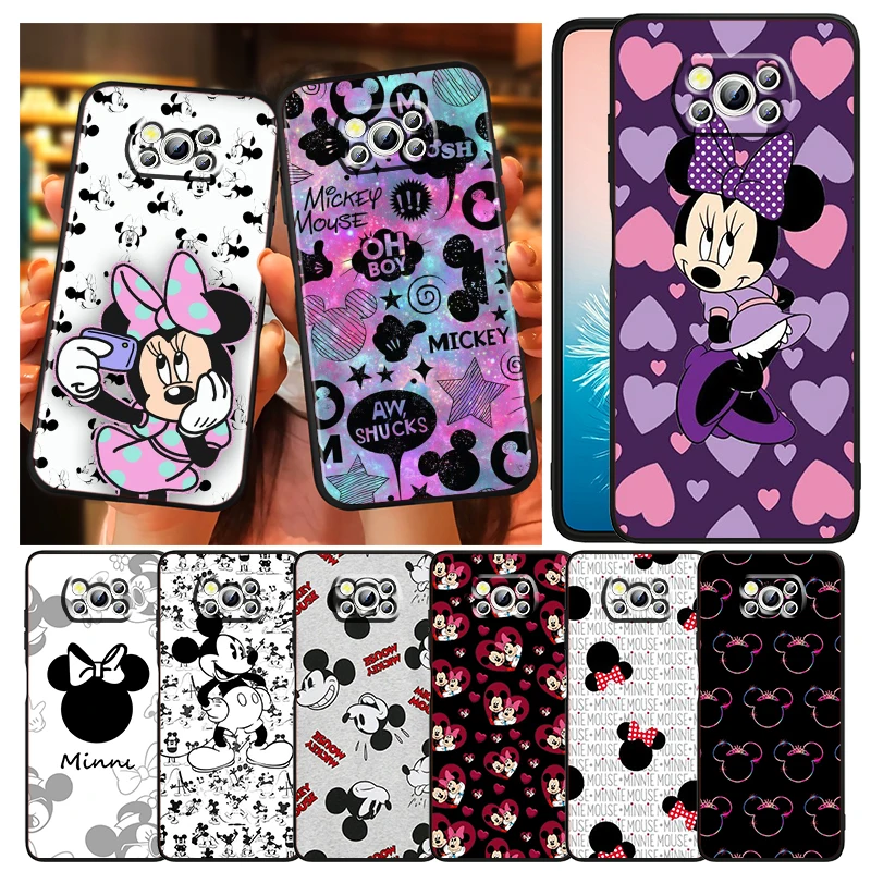 

Minnie Mickey mouse print Phone Case For Xiaomi Mi Poco X4 X3 NFC F4 F3 GT M5 M5s M4 M3 Pro C40 C3 5G Funda Black Soft Cover