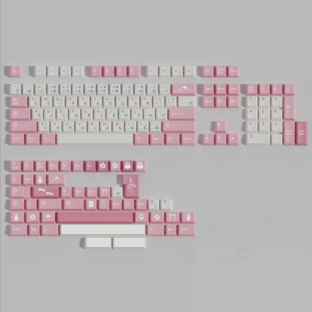 Набор розовых колпачков для клавиш PBT Sakura Cherry Profile сублимационная крышка