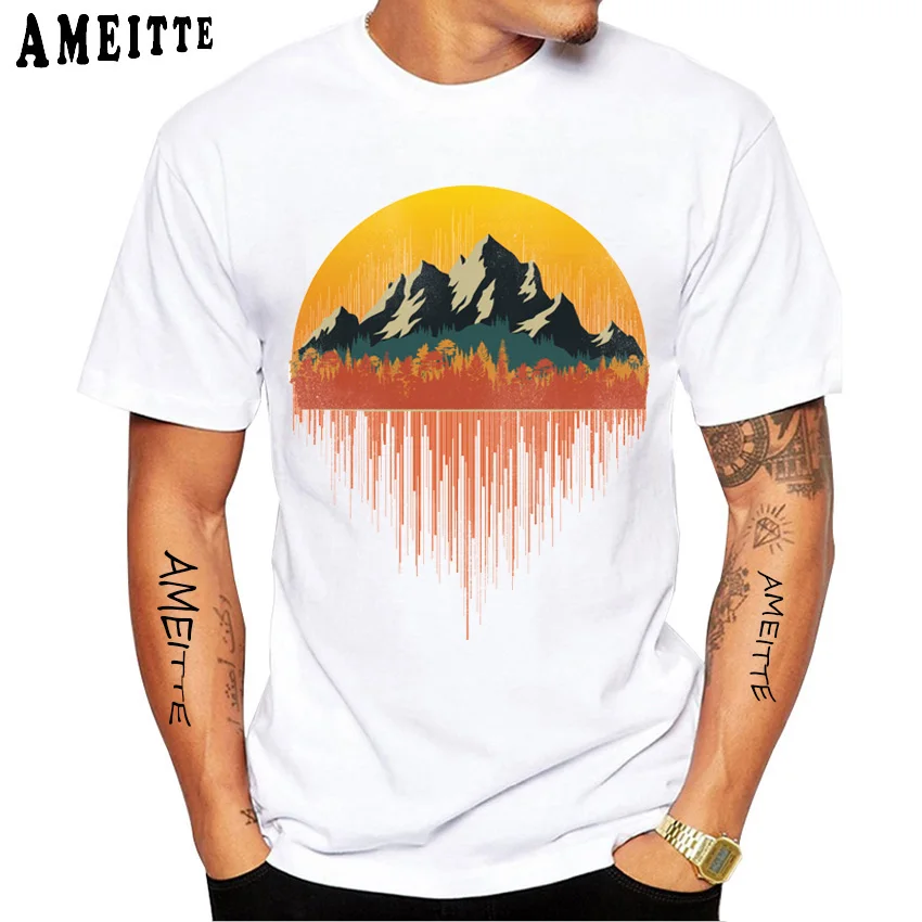 Футболка мужская с геометрическим принтом Повседневная рубашка коротким