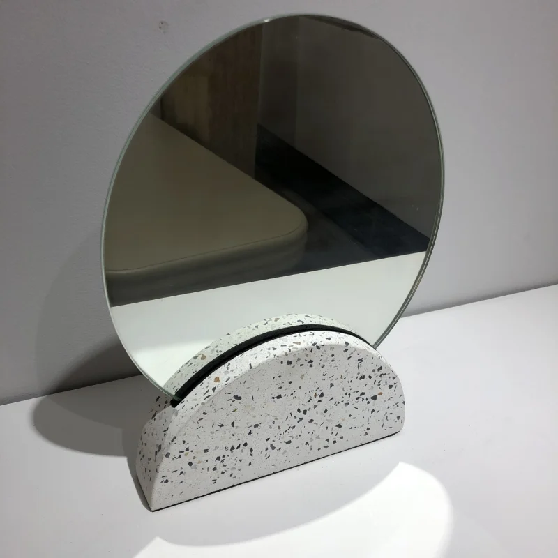 

Nordic Minimalist Personality Fashion Terrazzo Makeup Mirror Designer Desktop Makeup Mirror Round Espelho Bathroom Decor