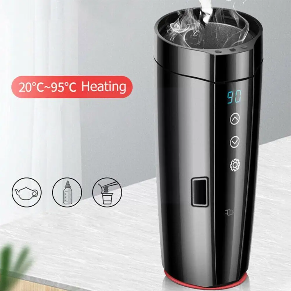 

400ML Car Heating Cup Temperature Display Smart Insulation Cup Water Mug Electric Cup Kettle Kettle Portable Coffee Heated D7Y3