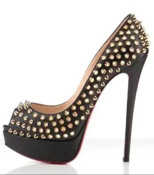 Золотые туфли-лодочки на платформе очень высоком каблуке 14 см женские свадебные