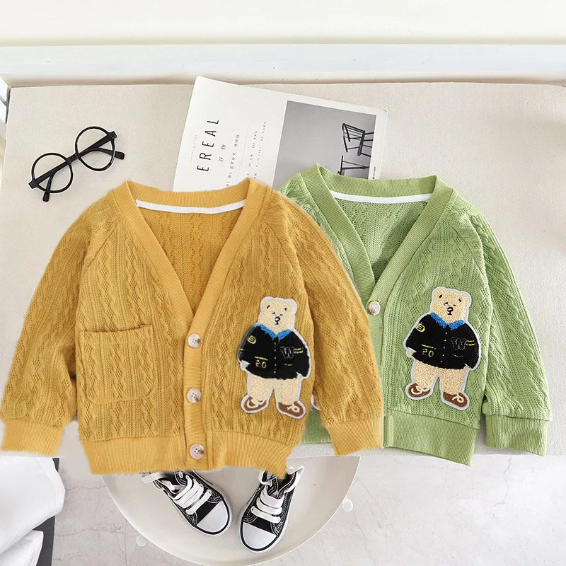 

Детский однобортный трикотажный кардиган с длинным рукавом, из хлопка