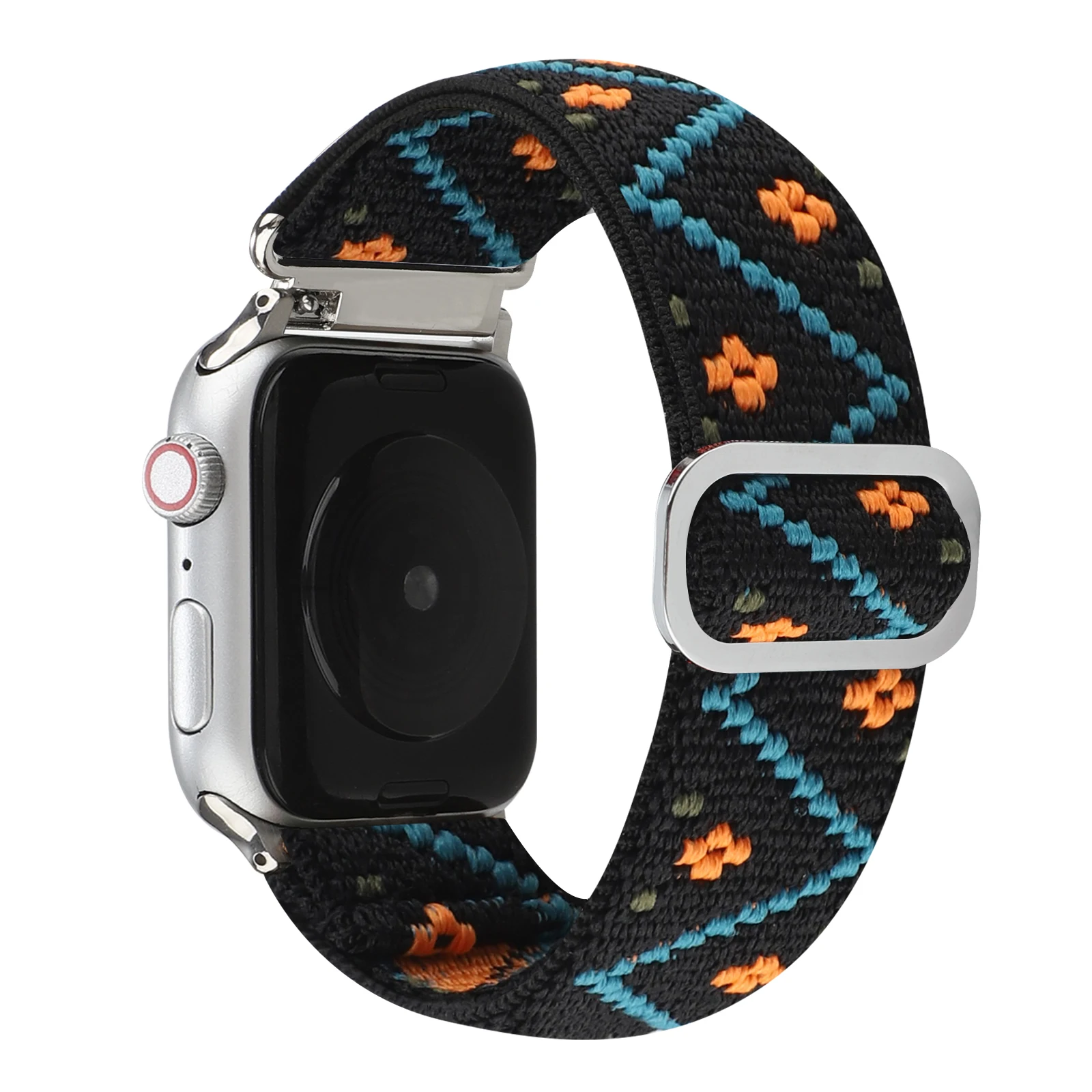 Elastic Strap for Apple Watch band Braided Pattern fabric chain for Iwatch87654321SE metal button National style40 41 42 44 45mm