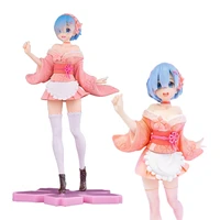 24cm rem anime figure re zero starting life in another world sakura kimono standing emilia cute model childrens toys pvc doll