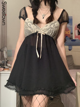 Sweetown-vestidos de gasa con retales para mujer...