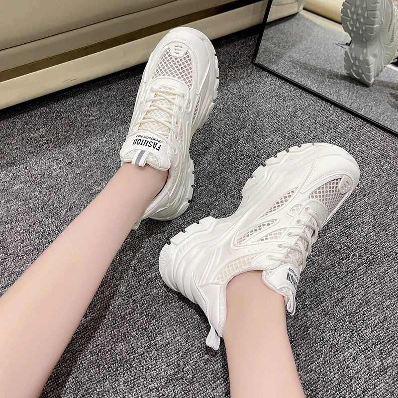 

Shoes for Women 2023 Brand Solid NEW Lace Up Women's Vulcanize Shoes Summer Women Sneakers Mesh Sneakers Zapatillas De Mujer