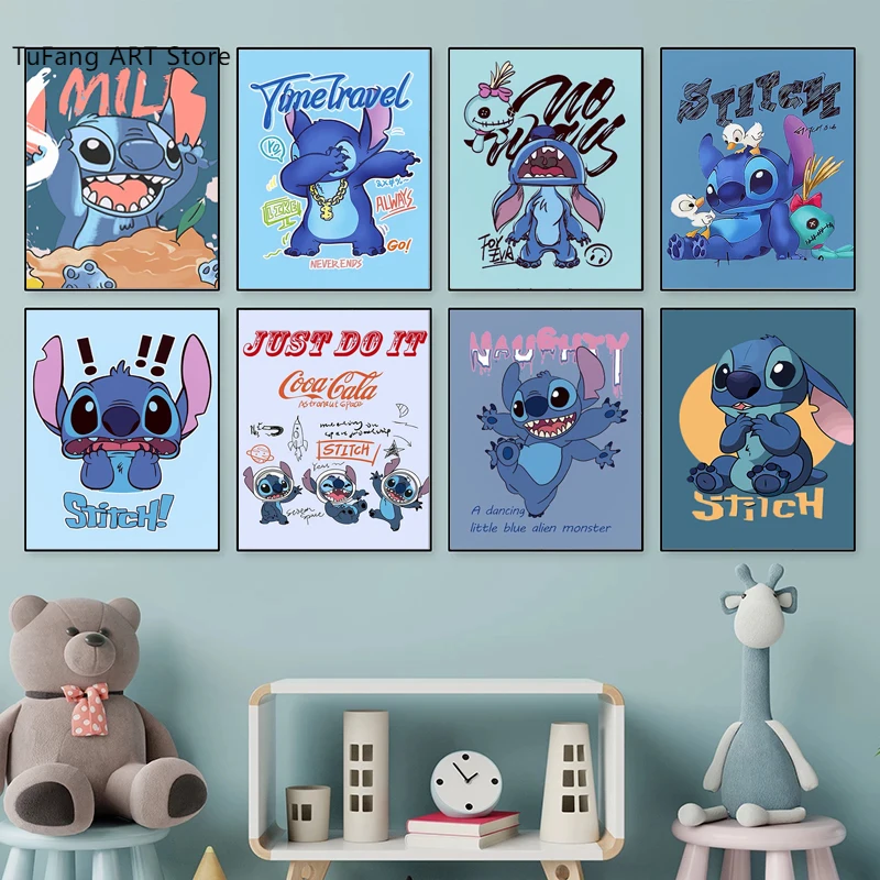 

Disney Interesting Creative Nordic Canvas Painting Stitch Cartoon Prints Posters Wall Art Pictures For Kids Room Decor Cuadros