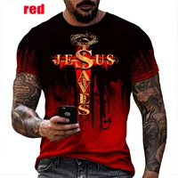 hot sale fashion jesus letter t shirt 3d printed short sleeve casual men clothing