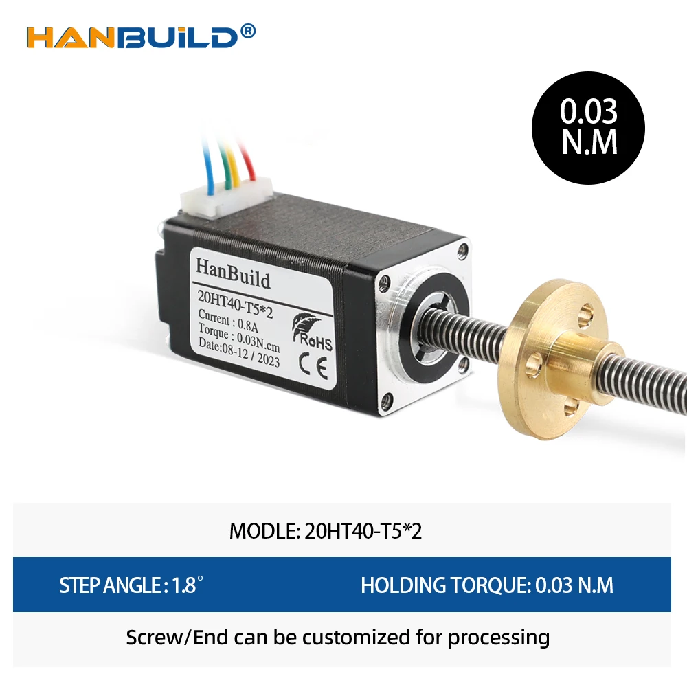 NEMA 8 20HT34-T5*2 0 А 021 Нм Трапециевидный шаговый двигатель Длина L50 мм-150 мм с ЧПУ для