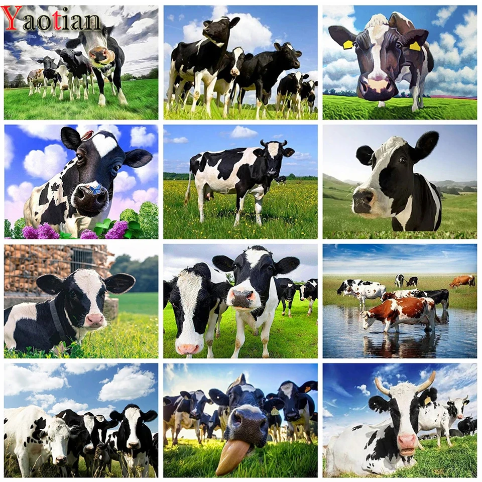 

Полноразмерная алмазная живопись «голландская Корова», вышивка крестиком, распродажа, алмазная 5D Вышивка «сделай сам», мозаика с животными...