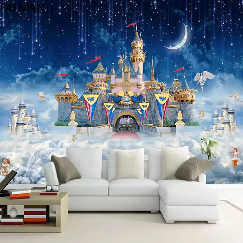 

FATMAN Custom 3d Space Castle TV Wall Paper Hot Air Balloon Children's Room Background Household Wall Covering Mural Dropship