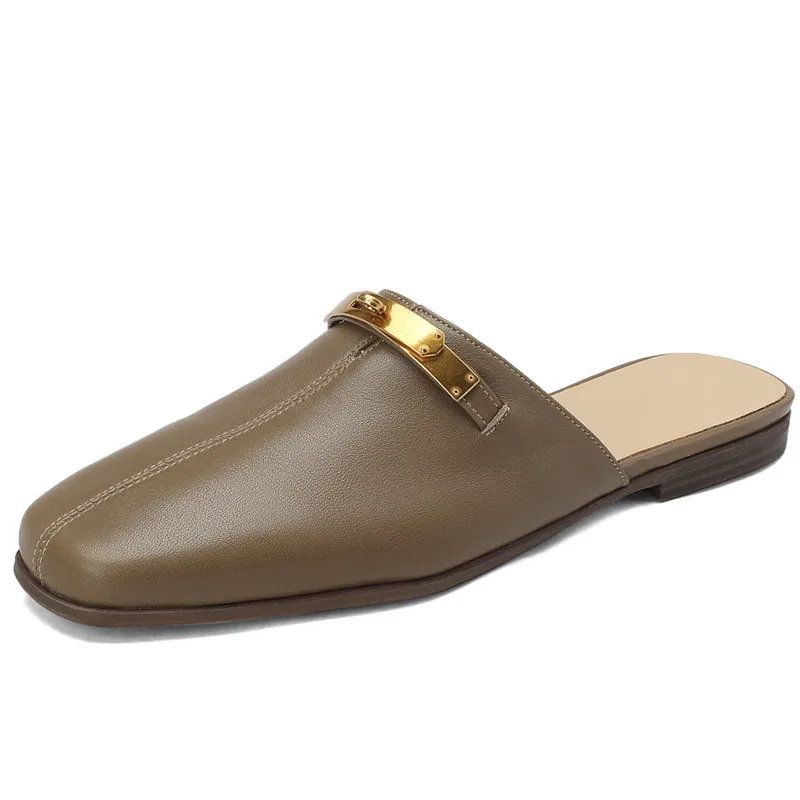 

Женские мюли из натуральной кожи, на низком квадратном каблуке, размеры 34-42