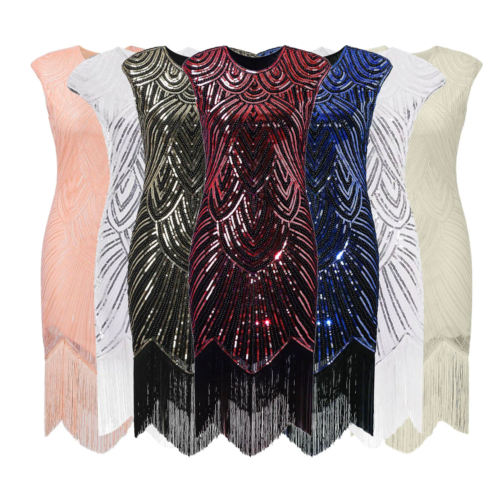 

Sexy Sequin Dress Women Bling Sleeveless Summer Dress Elegant Tassels Bodycon Vestido Luxury Nightclub Party Wedding Dresses