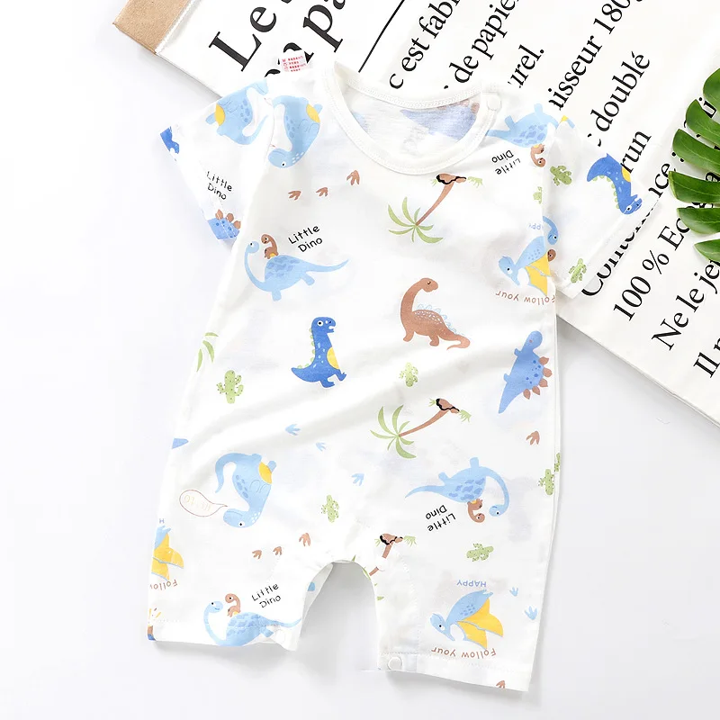 

New Summer Baby Briefs Bodysuits Girls Boys Pure Cotton Print Short Sleeve Jumpsuits Infant Toddler One Piece Outfit Clothing
