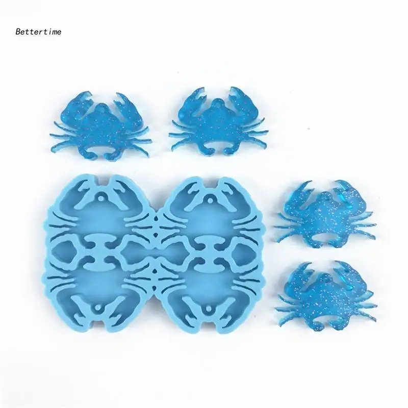 

B36D Crab Series Keychain Epoxy Resin Mold Jewelry Earrings Pendants Silicone Mould DIY Crafts Decorations Casting Tool