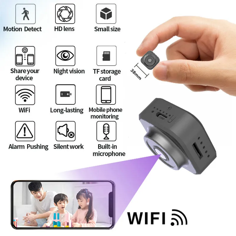 

New Portable 1080P Mini Camera Wifi Wireless Camcorder Home Security HD Small Body IP Camera with Rechargeable Battery cam