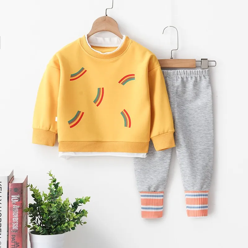 

Fashion Baby Boys Girls 2 Piece Set Long Sleeve Tops+pants Children Clothes Outfits Kids Casual Sports Sets Toddler Costume