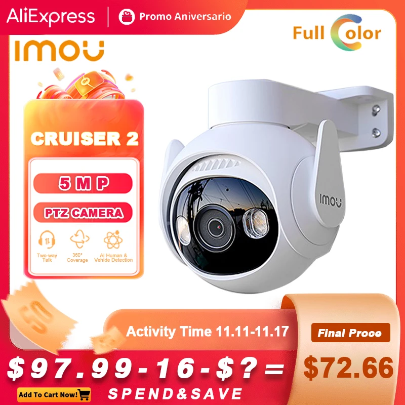 

IMOU Cruiser 2 5MP 360º Outdoor Security IP Camera Human Detection IP66 Smart Night Vision Two Way Talk Onvif Wifi Camera