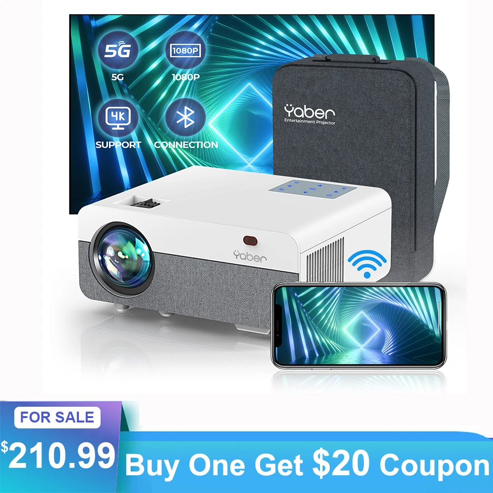 

YABER Pro Y9 9800LM HD Projector 5G WiFi Bluetooth 4K Video Projector Home Theater Projector Innovative Luminous Touch Buttons