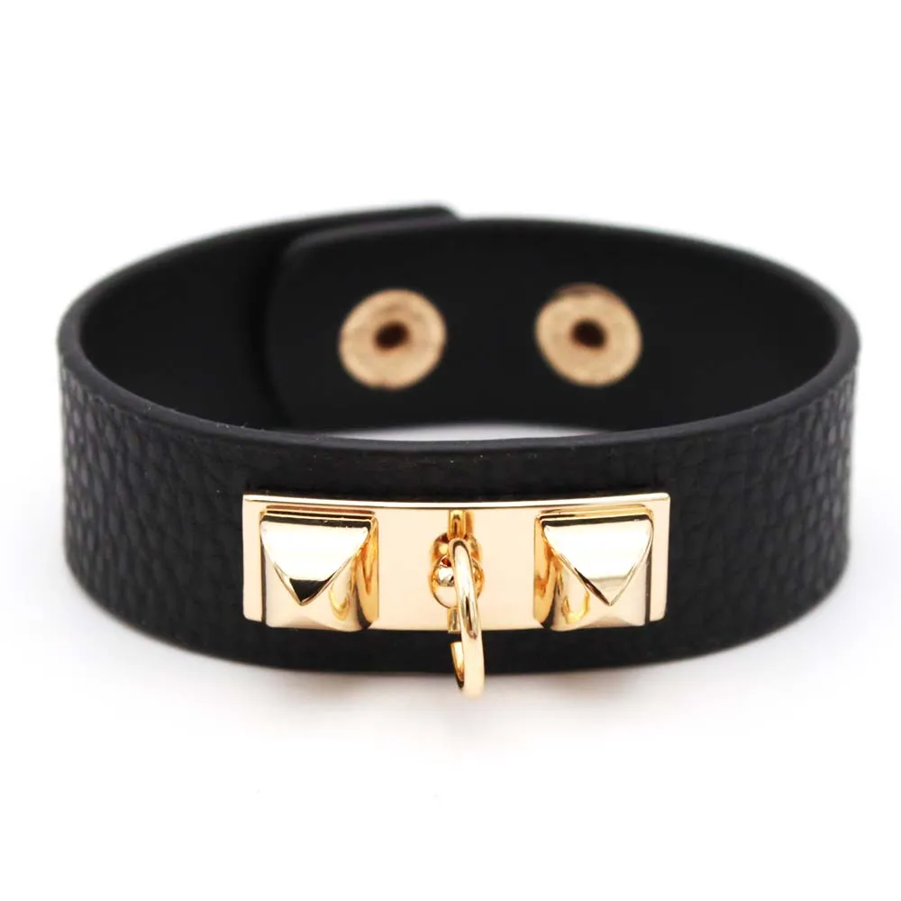

Luxury Bracelet Women Punk with Rivets Wide Leather Bracelet for Women Cuff Leather Gothic Rock Unisex Jewelry